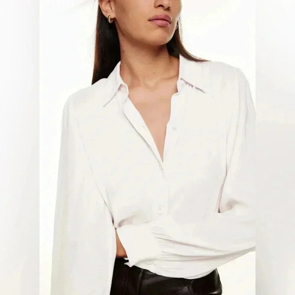 Aritzia Wilfred Josephine Long Sleeve  Puff-sleeve Button Down Blouse Size XS - Picture 2 of 12